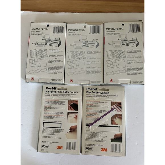 lot of 5 packs file folder labels (2x 3m post it hanging and 3x instant sticks ) - Picture 6 of 7